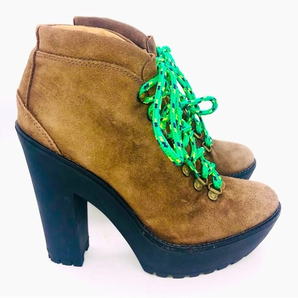 Polo Ralph Lauren Helene Oiled Suede Platform Hiking Boots EU 38 / US 8 EUC
